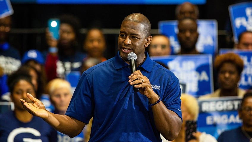 Andrew Gillum with a microphone