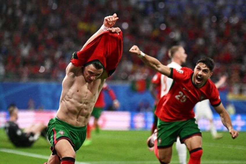 Substitutes Francisco Conceicao (left) and Pedro Neto (right) combined to give Portugal a