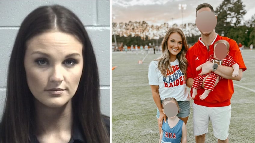 Booking photo, left, and family snap of Reagan Anderson.