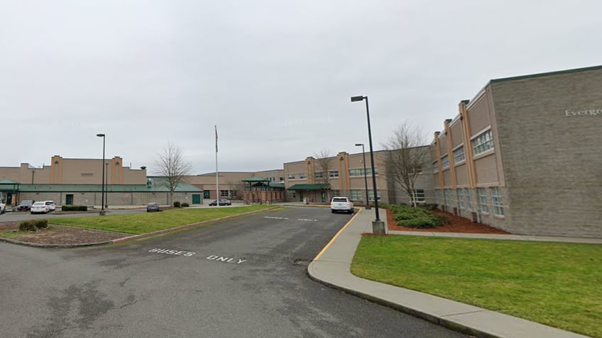 middle school building shown from street