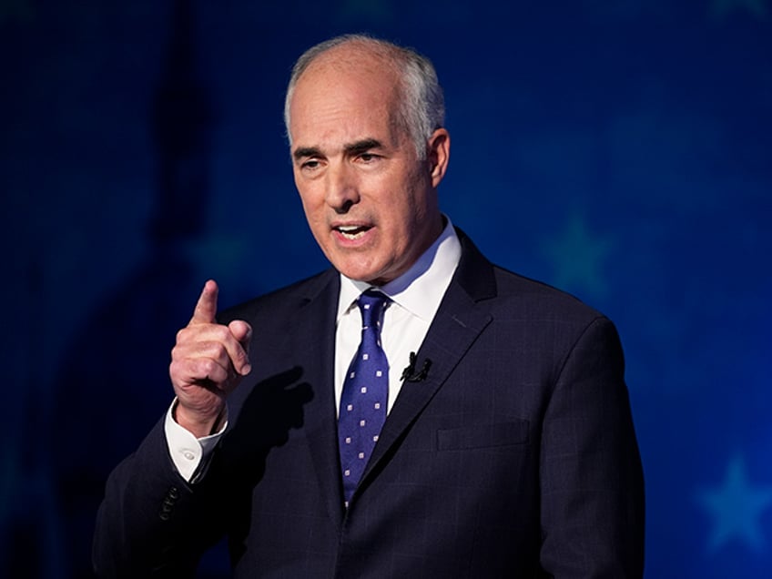 Pennsylvania Senate candidate Sen. Bob Casey, D-Pa., takes part in a debate at the WPVI-TV studio, Tuesday, Oct. 15, 2024, in Philadelphia. (AP Photo/Matt Rourke)