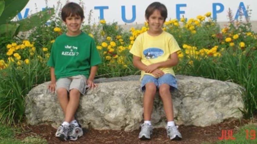 Young brothers in front of SeaWorld