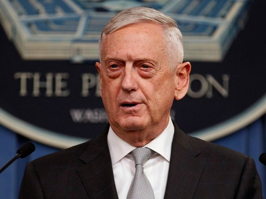 Defense Secretary Jim Mattis speaks at the Pentagon, Friday, April 13, 2018, on the U.S. military response, along with France and Britain, to Syria's chemical weapon attack on April 7.​ (AP Photo/Carolyn Kaster)