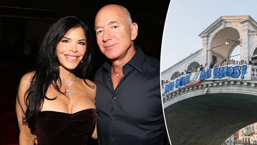 Lauren Sanchez and Jeff Bezos; protests in Venice, Italy