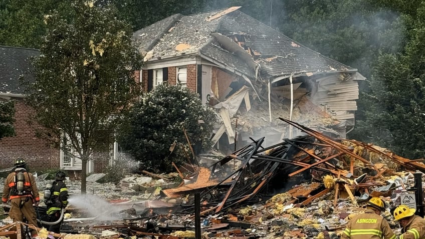 Debris after house explosion