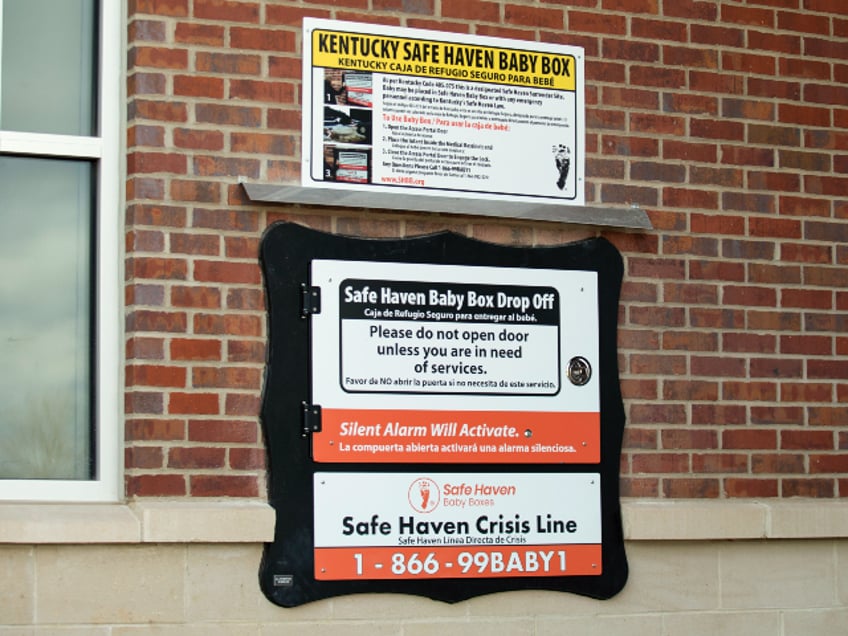 The Bowling Green Fire Department's Safe Haven Baby Box at BGFD's Fire Station 7 is seen Friday, Feb. 10, 2023, in Bowling Green, Ky. A healthy newborn baby was surrendered earlier in the week at the station, Kentucky's first infant anonymously dropped off at one of its “baby box” safe surrender locations. (Grace Ramey/Daily News via AP)