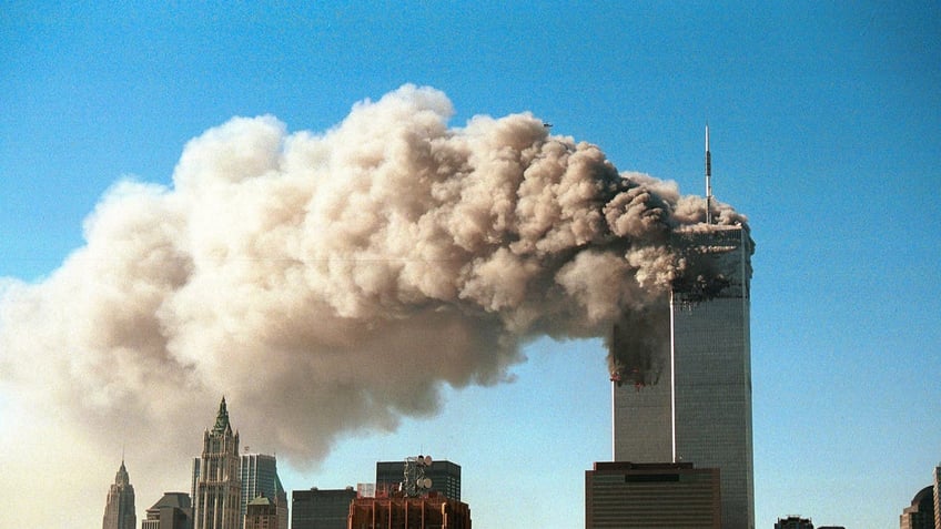 World Trade Center on fire on Sept. 11, 2001.