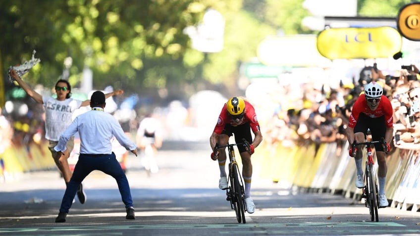 Protester at Tour de France 2025