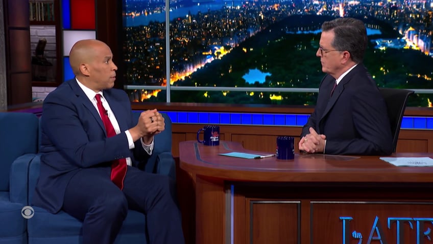 Sen. Cory Booker and Stephen Colbert