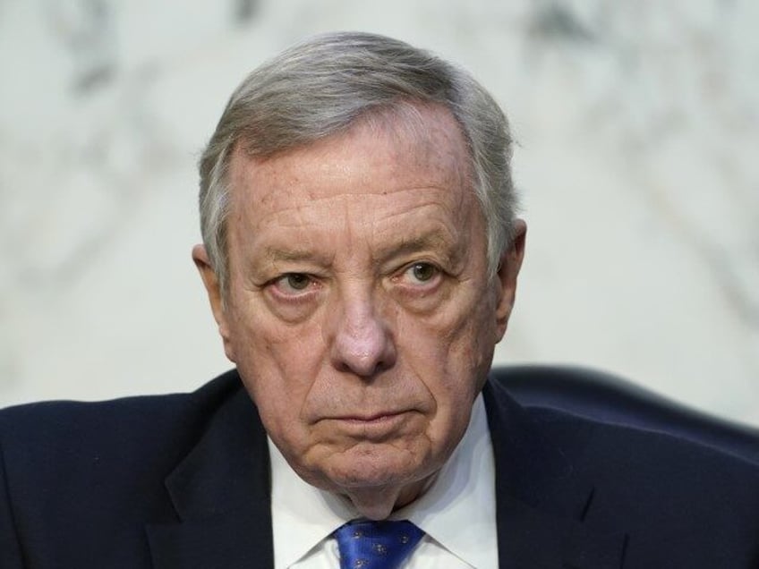 Senate Judiciary Committee chairman Sen. Dick Durbin, D-Ill., listens during a committee b