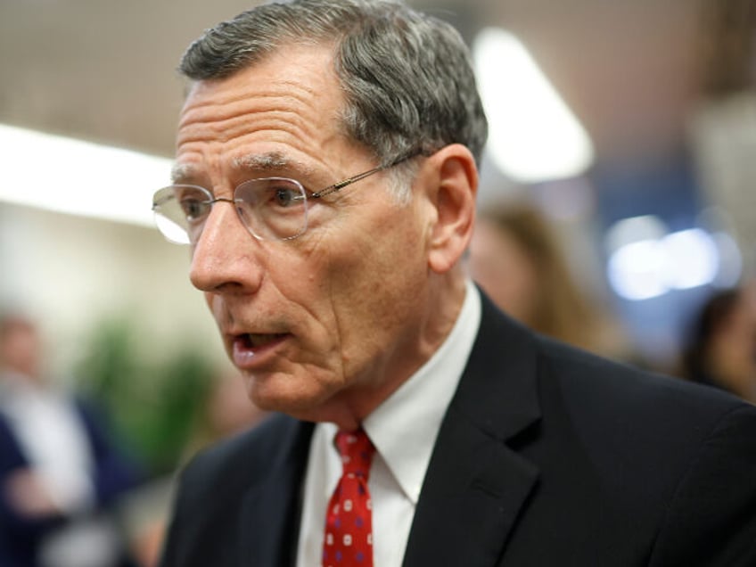 Sen. John Barrasso (R-WY) walks to the Senate chamber at the U.S. Capitol on April 23, 202