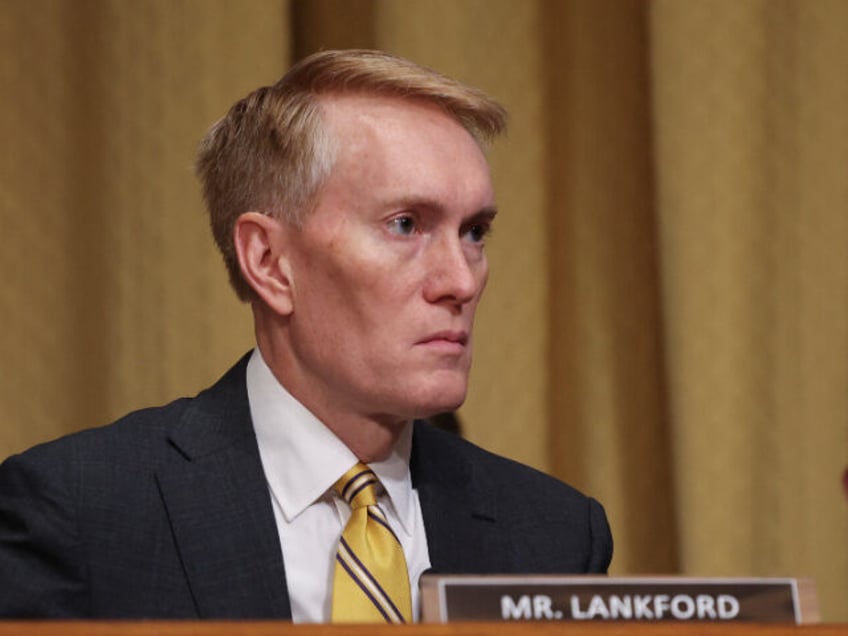 US Senator James Lankford, Republican from Oklahoma, listens during a Senate Committee on