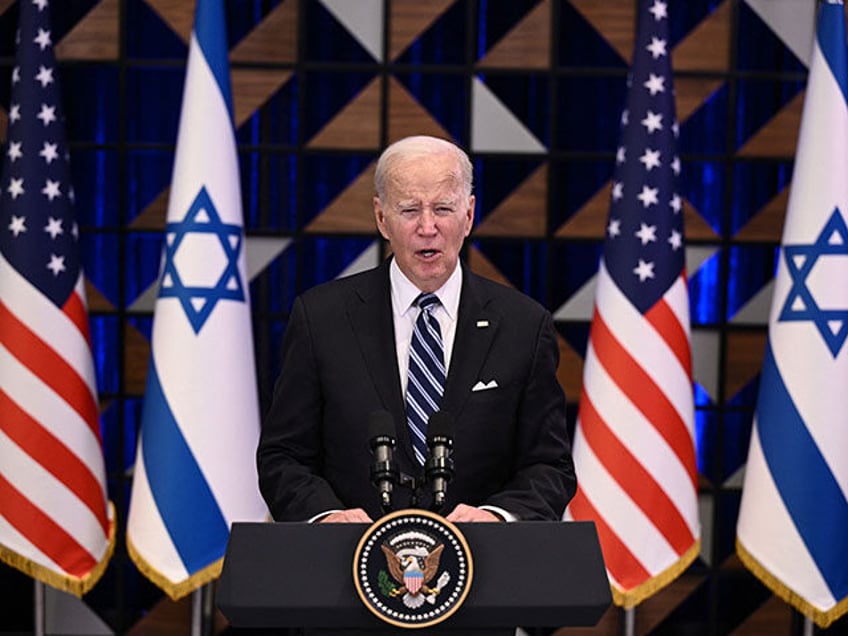 US President Joe Biden holds a press conference following a solidarity visit to Israel, on