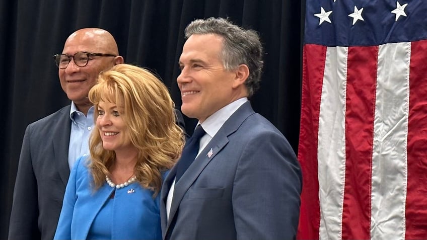 Dave McCormick smiling with elected state GOP officials