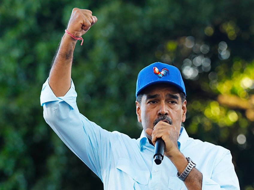 Venezuelan President Nicolas Maduro speaks to supporters during a pro-government rally, in Caracas, Venezuela, Saturday, Aug. 17, 2024. (AP Photo/Cristian Hernandez)