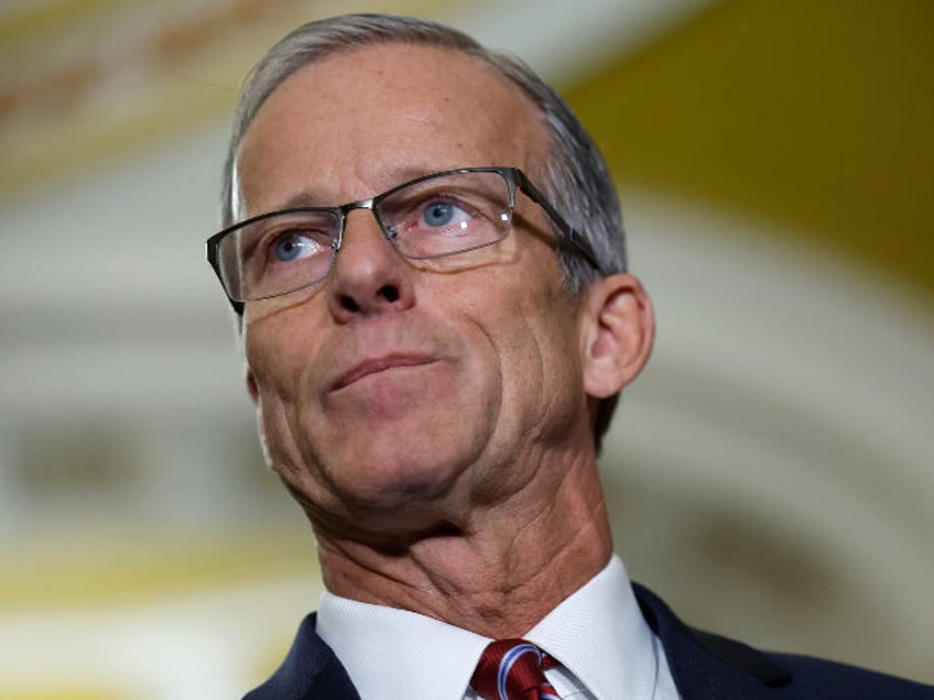 WASHINGTON, DC - NOVEMBER 13: U.S. Sen. John Thune (R-SD) speaks after being elected Senat