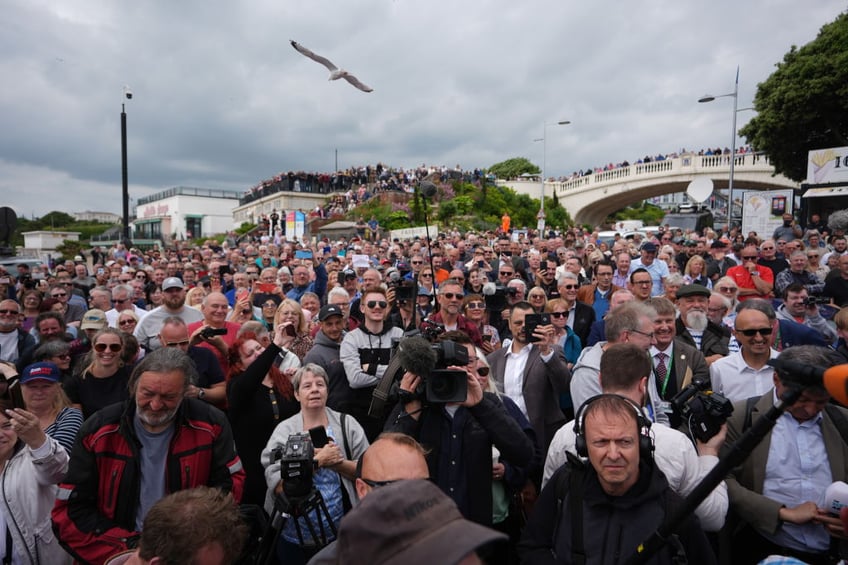 send me to parliament to be a bloody nuisance farages seaside campaign launch draws crowds