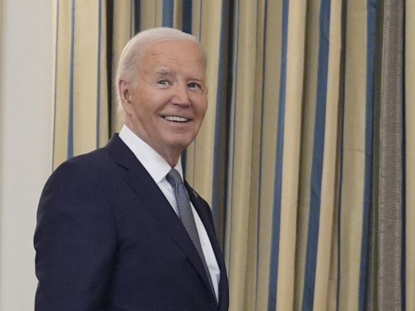 President Joe Biden pauses while leaving after delivering remarks on the verdict in former