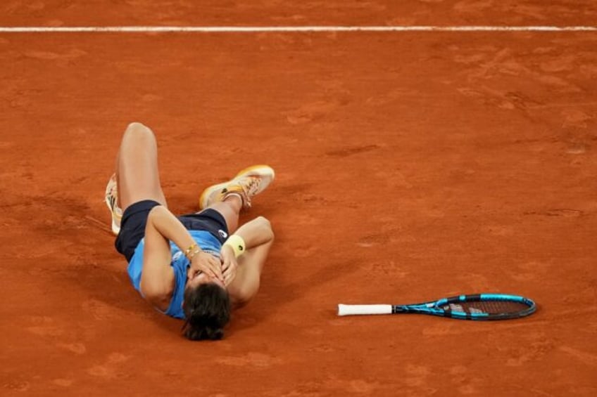 France's Lois Boisson celebrates a remarkable victory on Court Philippe Chatrier