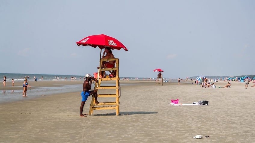 Life Guards monitor the surf at Coligny Beach on Hilton Head Island. 