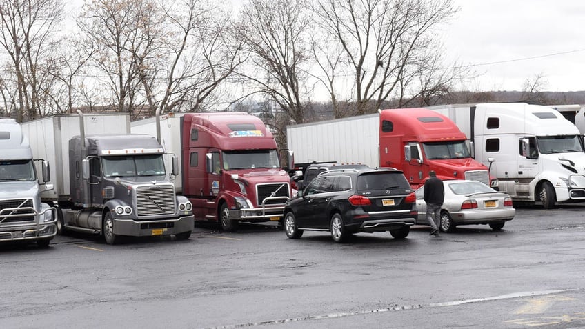 Trucks lined up