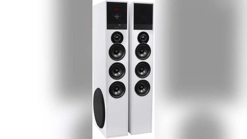 Tower speakers provide a powerful sound. 
