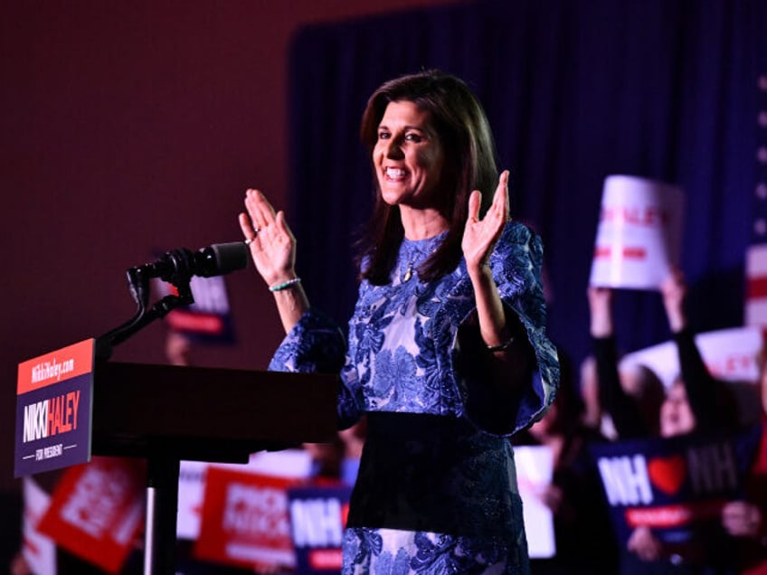 Republican presidential hopeful and former UN Ambassador Nikki Haley speaks after results came in for the New Hampshire primaries during a watch party in Concord, New Hampshire, on January 23, 2024. Nikki Haley sought to warn Republican voters away from rival Donald Trump after he defeated her in Tuesday's New …