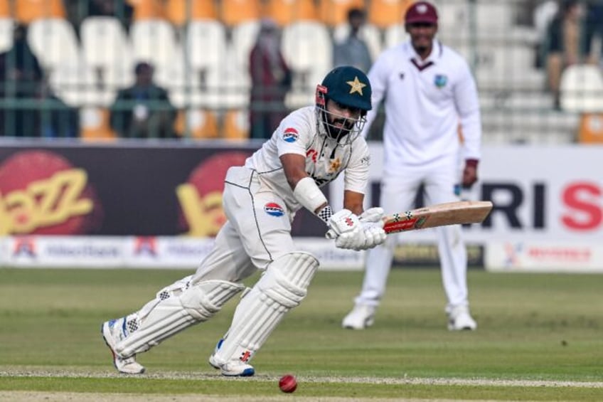 Pakistan's Saud Shakeel on his way to an unbeaten 56 against the West Indies in Multan