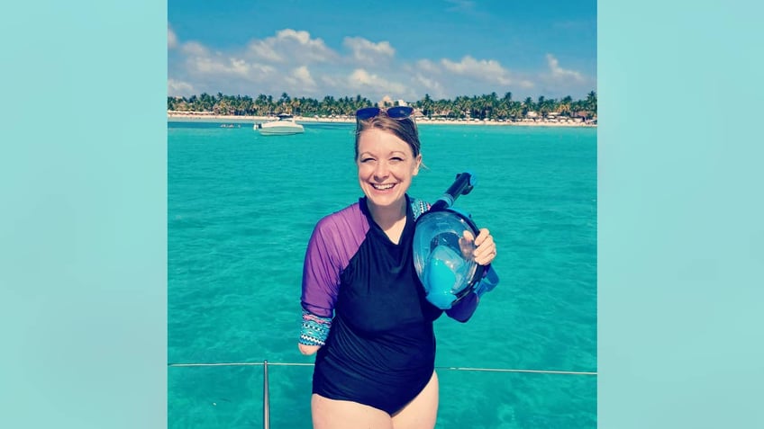 Tiffany Johnson before her first time snorkeling in Mexico.