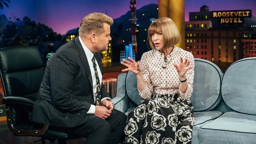 James Corden talking to Anna Wintour