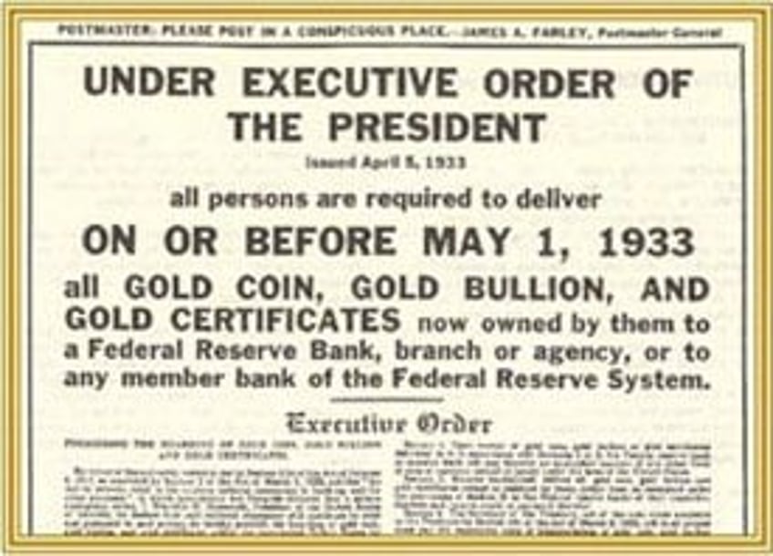 FDR's Banned Gold Via EO 6102