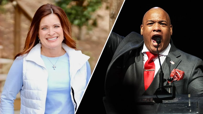 Sheri Biggs, left, Mark Burns, right in photo split