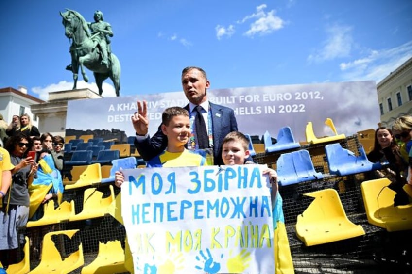 Ukrainian football legend Andriy Shevchenko unveiled a section of seating from the stadium