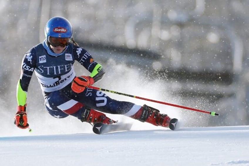 American Mikaela Shiffrin competes in the first run of the women's World Cup giant slalom