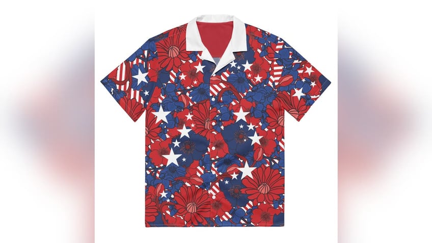 Look stylish with your own red, white and blue Hawaiian shirt. 