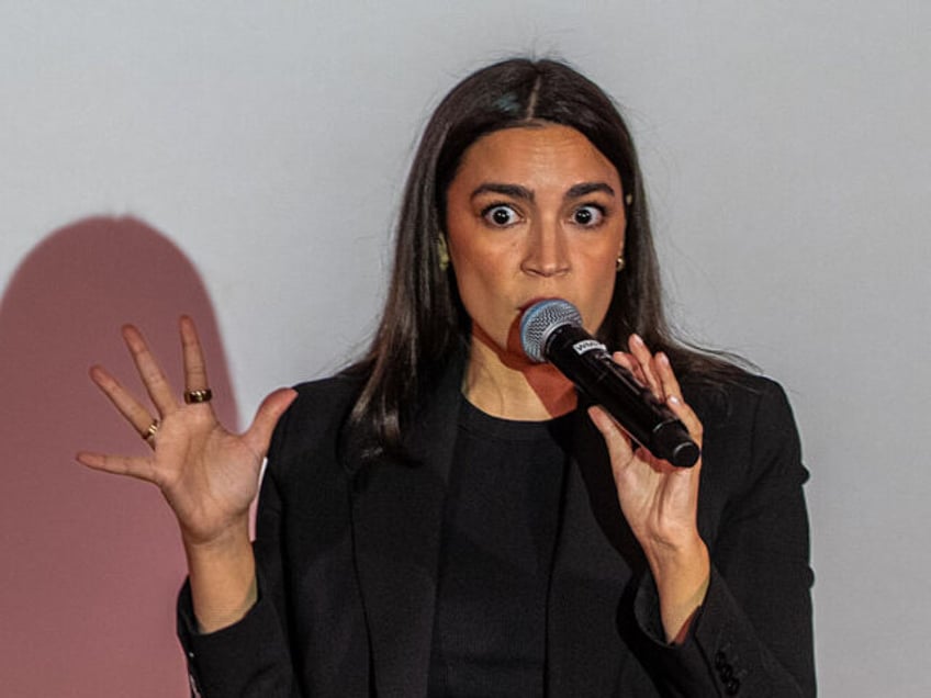 NEW YORK, NEW YORK - MAY 2: Rep. Alexandria Ocasio-Cortez (D-NY) speaks at a town hall gat