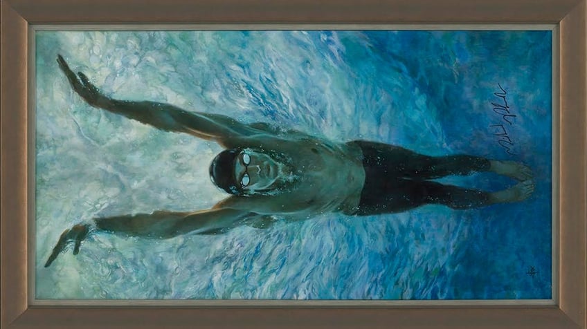 Michael Phelps in 2008 Beijing Olympics painted by Brian Fox