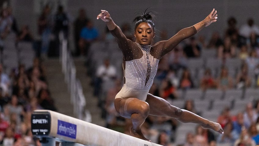 Simone Biles performs