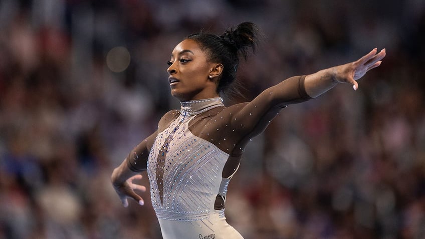 Simone Biles performs