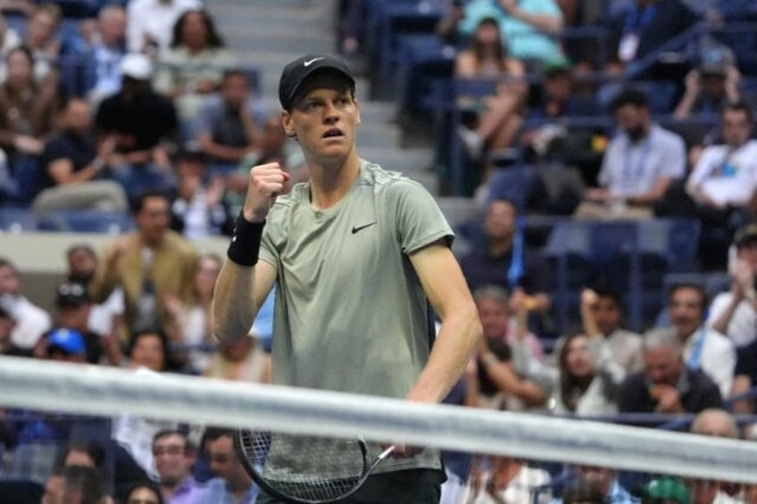 Final push: Jannik Sinner celebrates a point during his win over Jack Draper