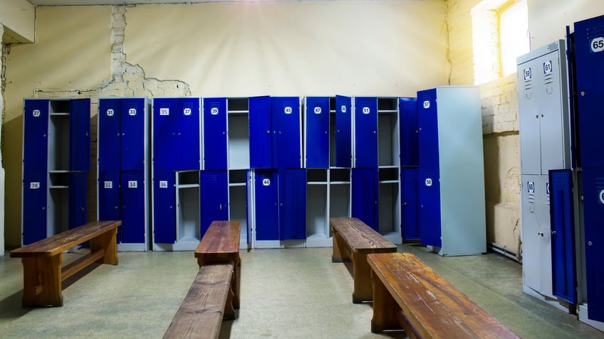 Photo shows generic locker room in a gym