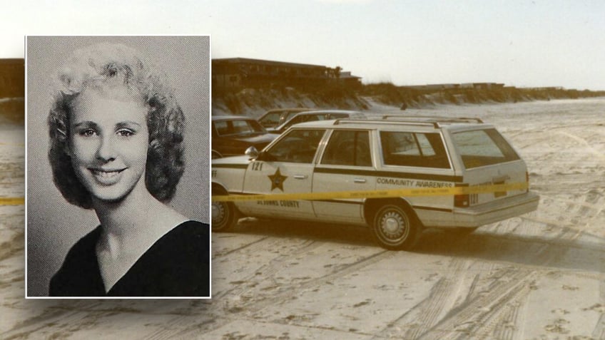 Split image of Mary Alice Pultz and investigator's car