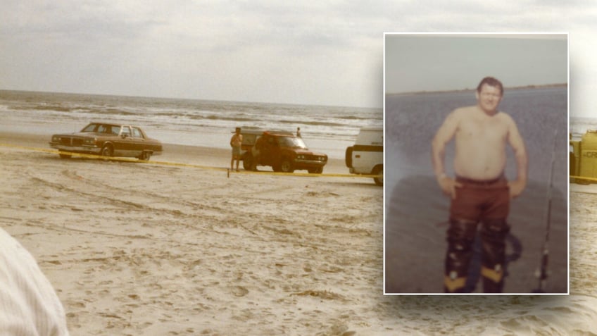 Split image of John Thomas Fugitt and beach