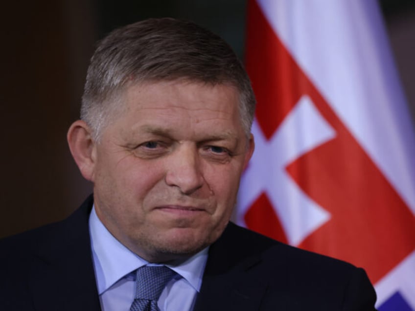 BERLIN, GERMANY - JANUARY 24: Slovak Prime Minister Robert Fico speaks to the media prior