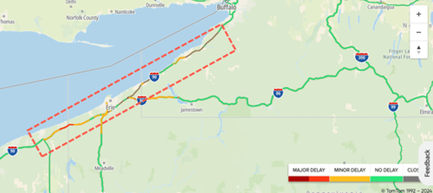 snowpocalypse strands drivers along i 90 in lake erie area 