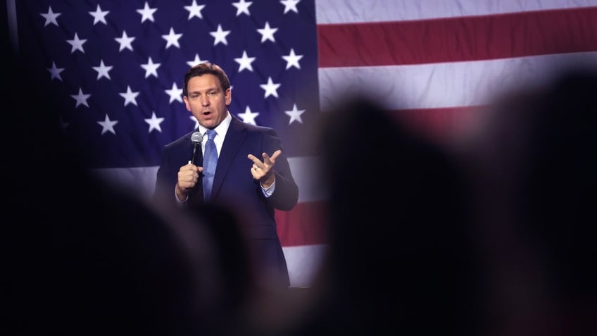 Florida Gov. Ron DeSantis speaks to Iowa voters