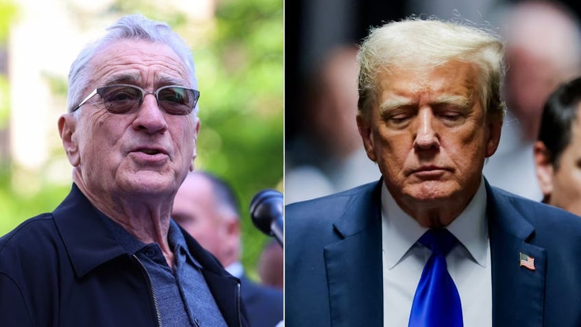 Robert De Niro talking and Donald Trump walking