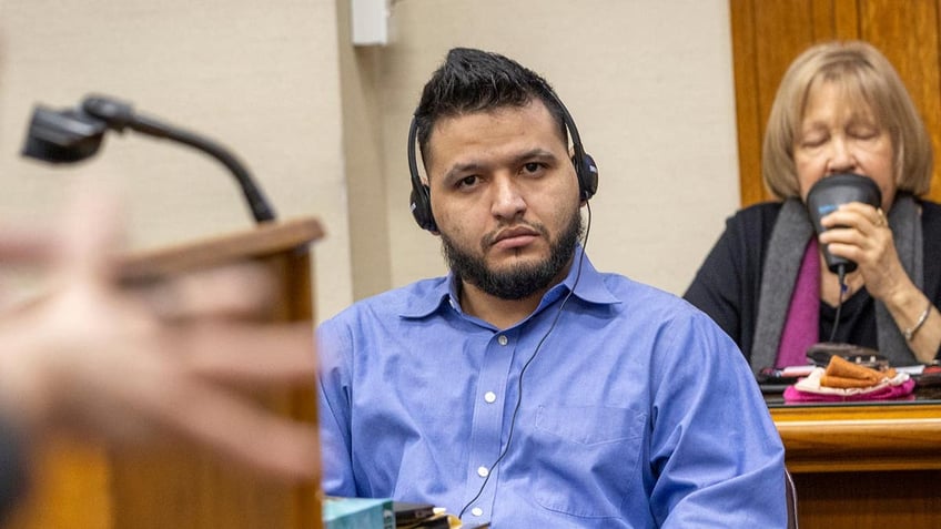 Jose Ibarra, the illegal migrant and suspect in the Laken Riley murder listens to testimony