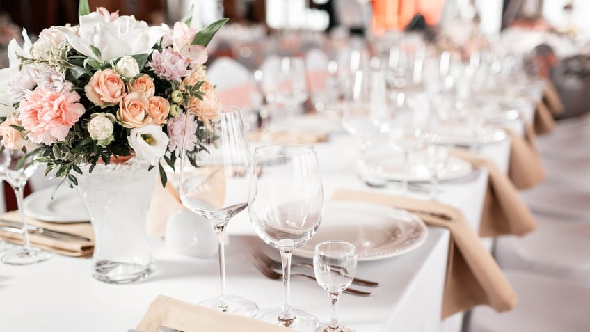 tables set for wedding