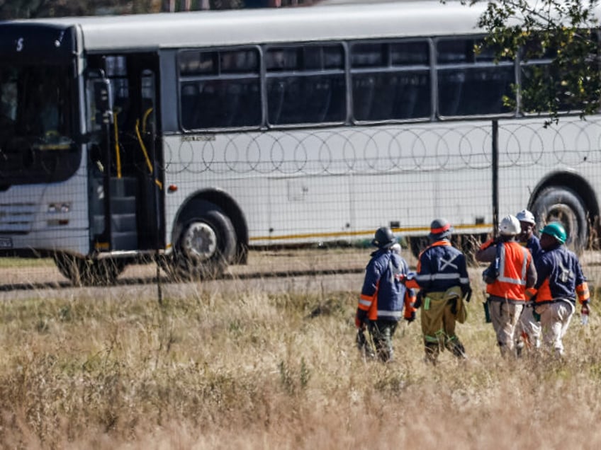 Some of the resurfaced 260 employees stuck underground the South Africa's Sibanye Sti